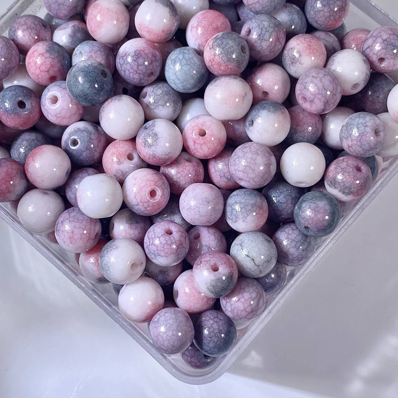 Glazed Porcelain Dragon Pattern Round Beads