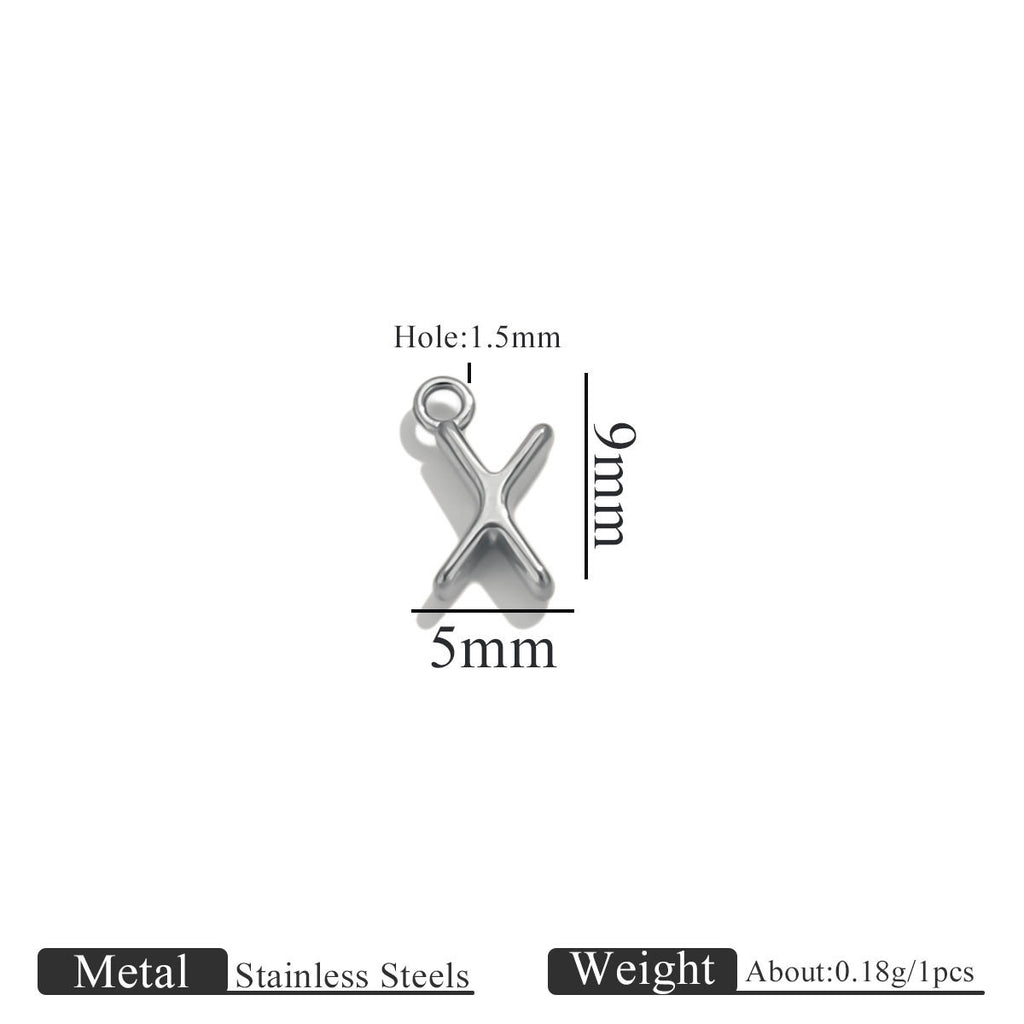 Mini A–Z Stainless Steel Round Letter Charms 10pcs