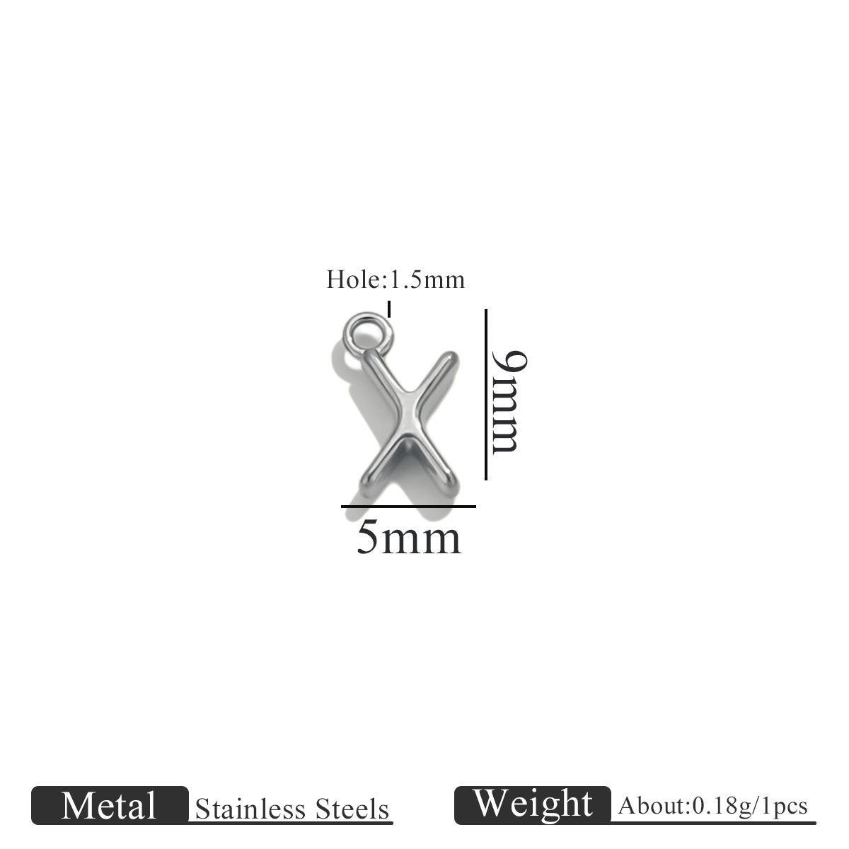 Mini A–Z Stainless Steel Round Letter Charms 10pcs