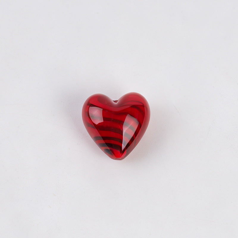 Tiger Pattern Heart Glazed Beads