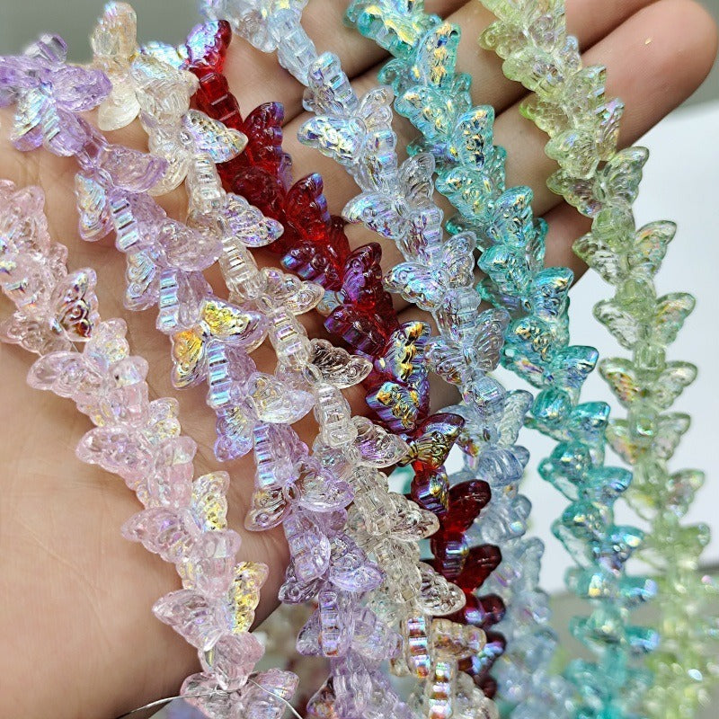 Glossy Butterfly Glass Beads – Glazed Butterfly-Shaped Loose Beads for DIY Bracelets, Phone Charms, Necklaces & Jewelry Making
