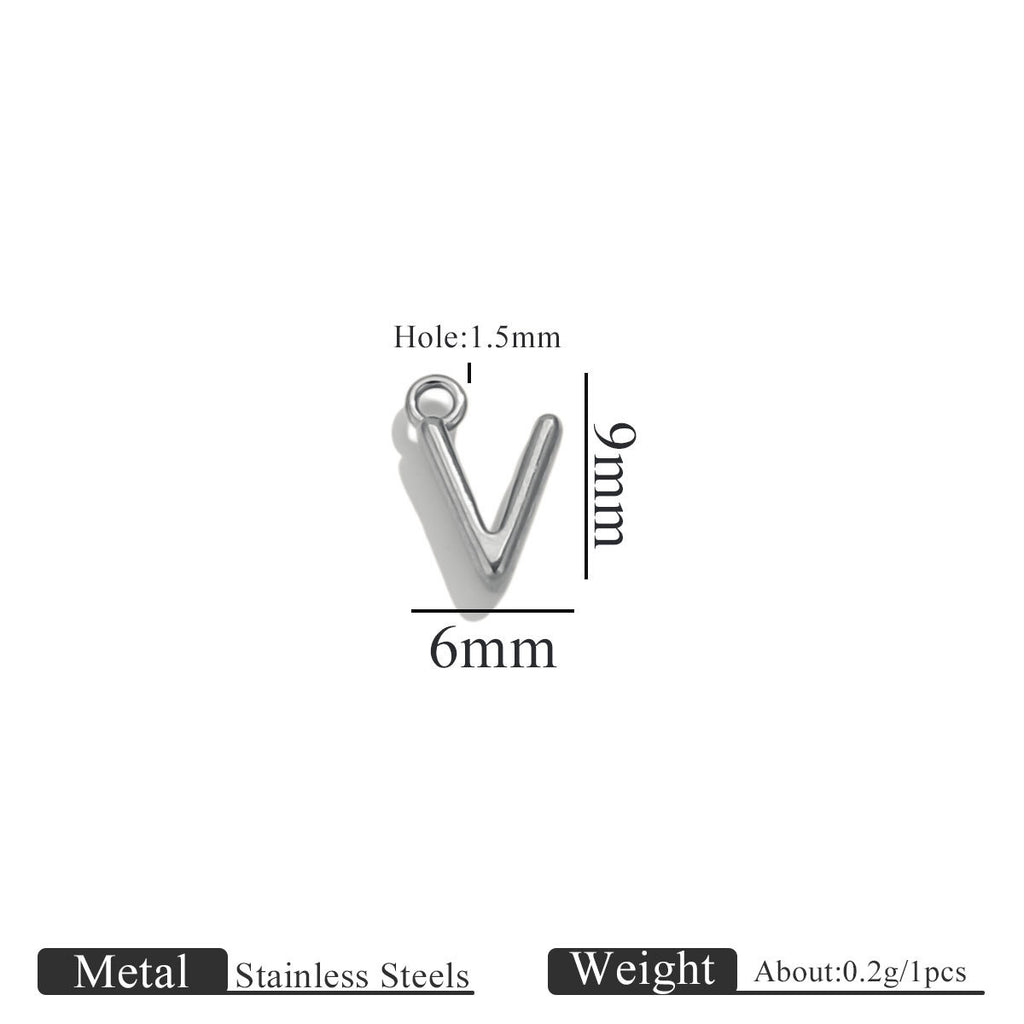 Mini A–Z Stainless Steel Round Letter Charms 10pcs
