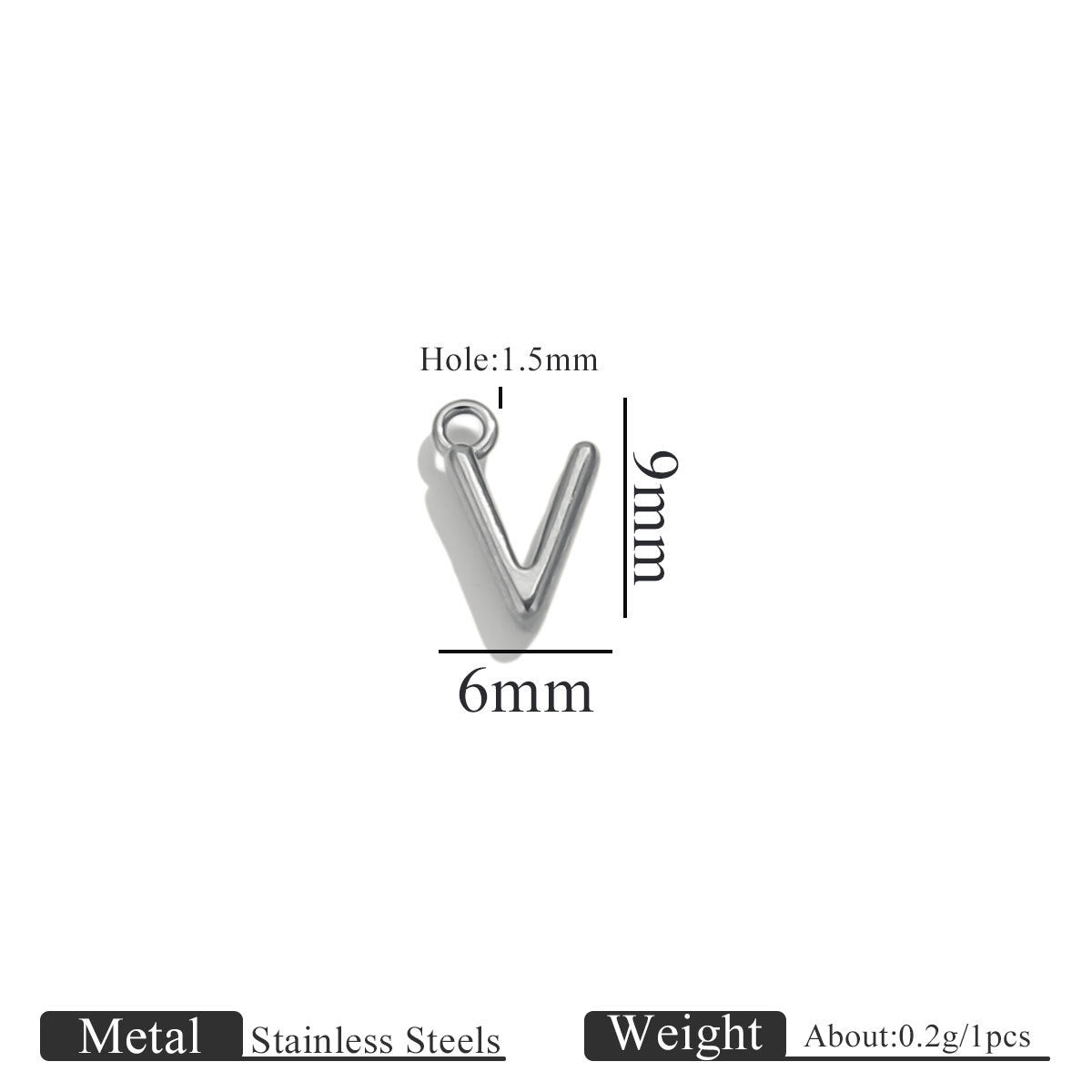 Mini A–Z Stainless Steel Round Letter Charms 10pcs