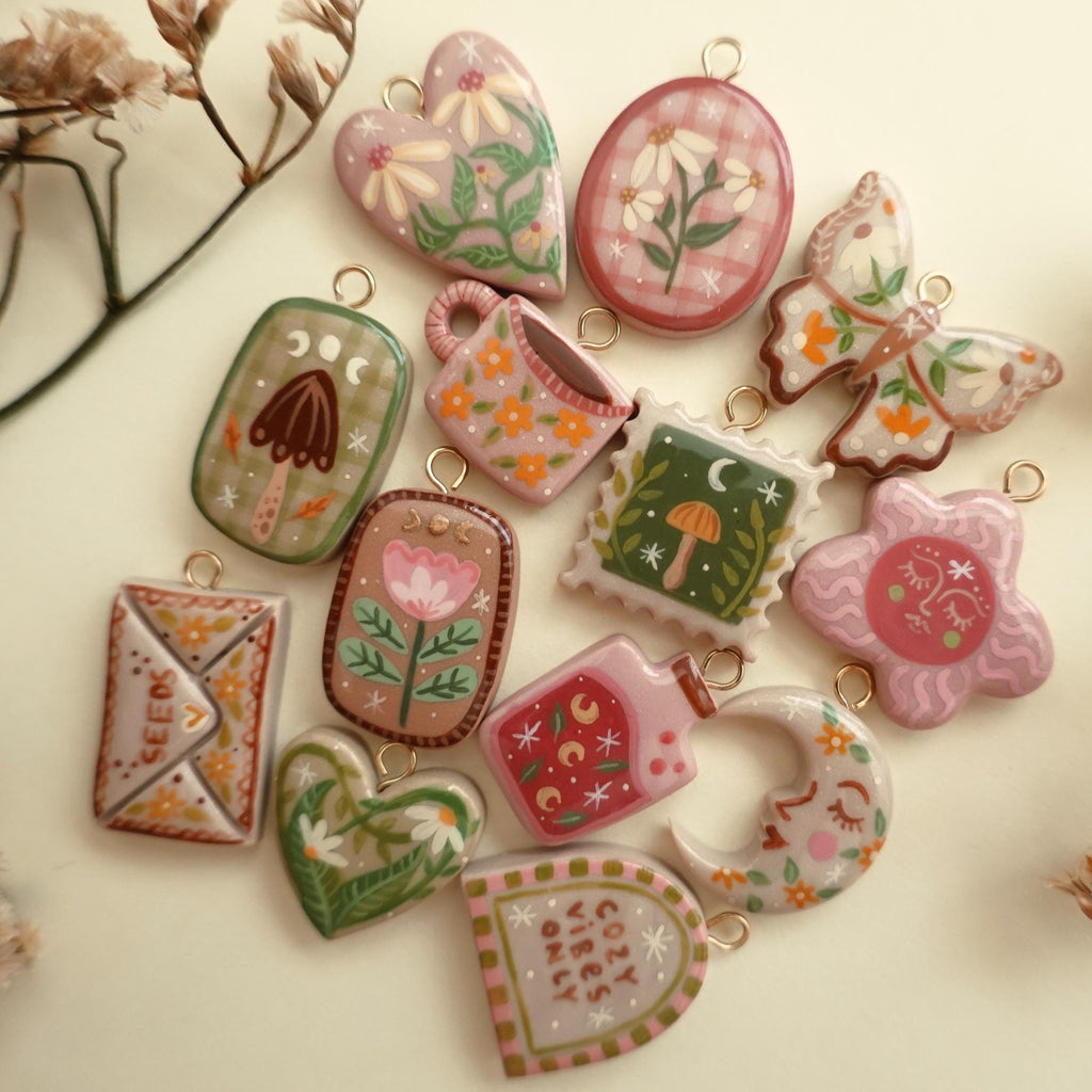 Butterfly, Moon & Heart Charms