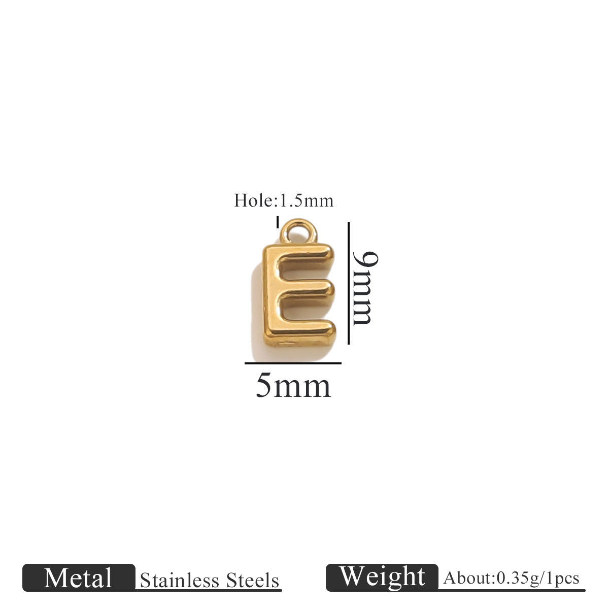 Mini A–Z Stainless Steel Round Letter Charms 10pcs