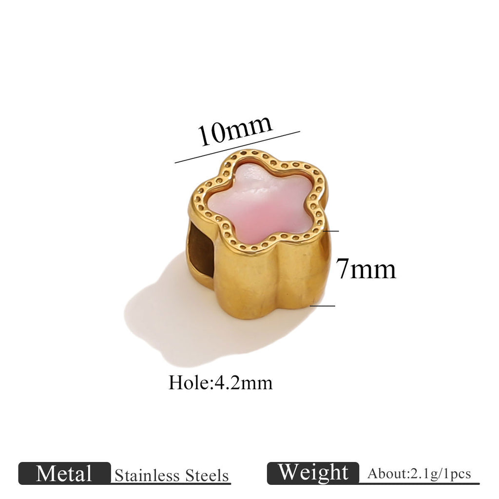 Stainless Steel Colorful Enamel Star Spacer Beads for DIY Jewelry 5pcs