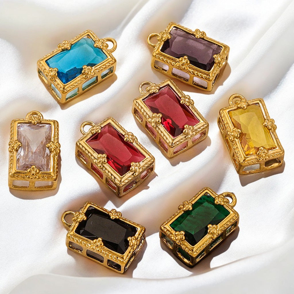 Stainless Steel Crystal Zircon Mini Pendant Charms