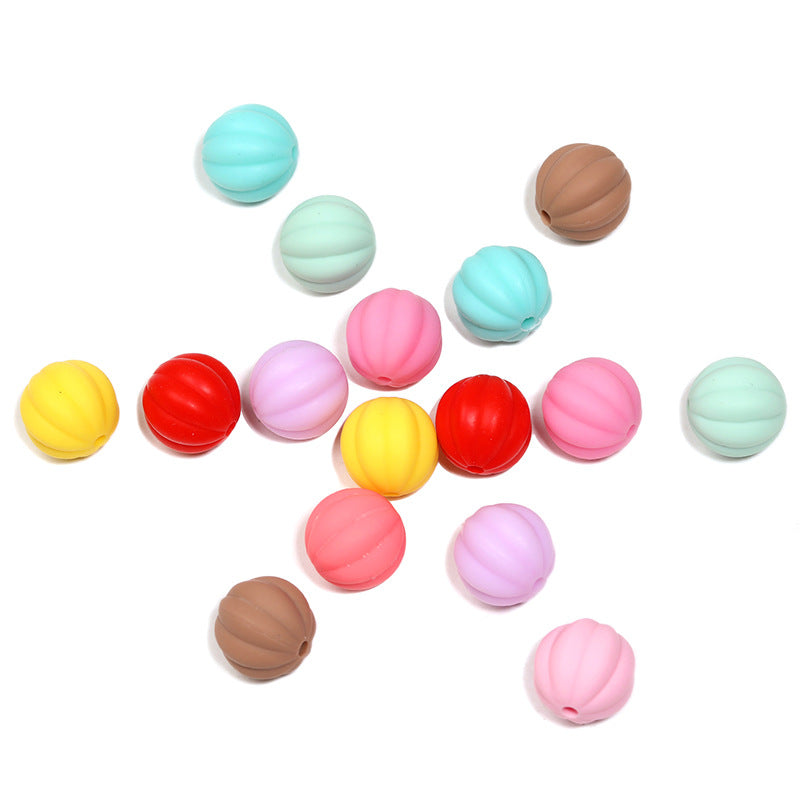 Macaron Silicone Lantern Beads – Pastel Ribbed Silicone Beads with Vertical Holes for DIY Bracelets, Bag Charms, Keychains & Jewelry Making