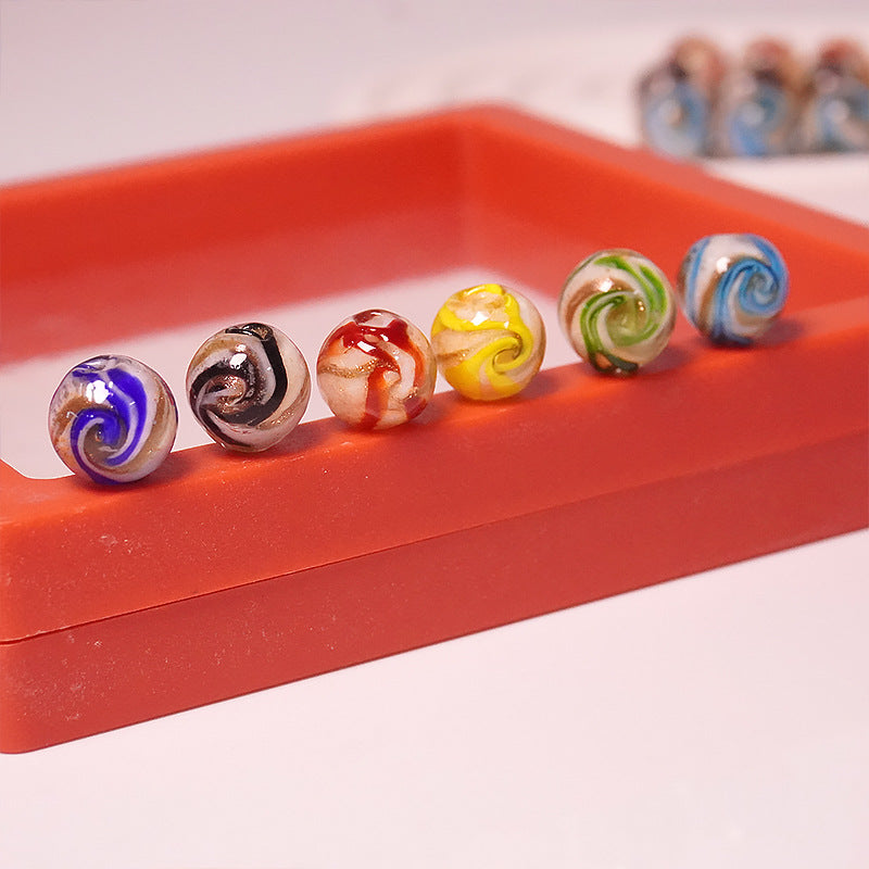 Japanese-Style Gold Sand Swirl Lampwork Beads
