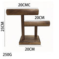 Vintage Solid Wood Double-Tier Bracelet Display Stand – Rustic Wooden Jewelry Organizer for Watches, Necklaces & Bracelets