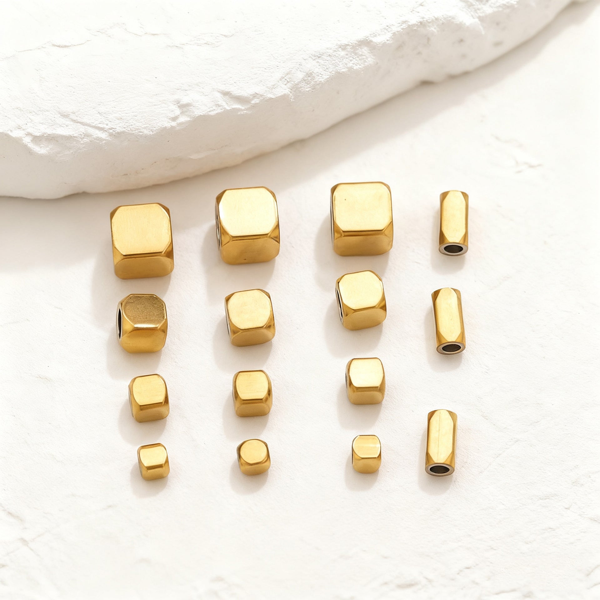 Geometric Square and Rectangle Stainless Steel Spacer Beads for DIY Jewelry