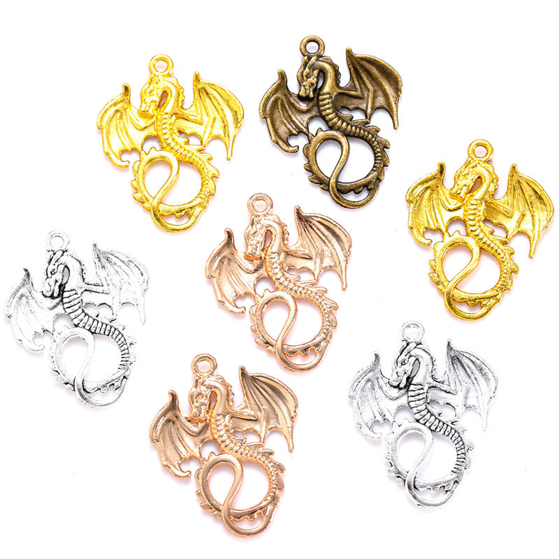 Vintage Flying Dragon Alloy Charms – Retro Dragon Pendants for DIY Bracelets, Necklaces, Keychains & Jewelry Making