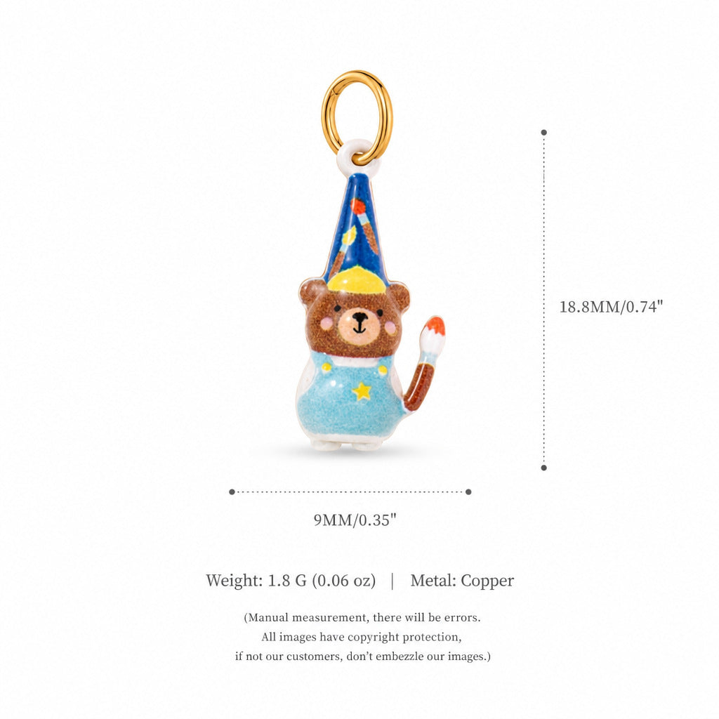 Gold-Tone Enamel Cartoon Animal Pendant Charms