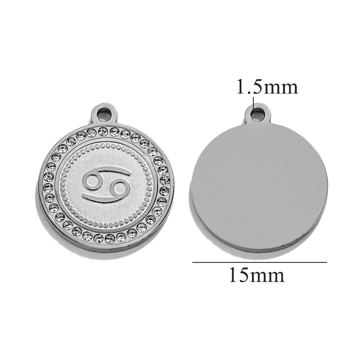 18K Gold-Plated Round Zodiac Constellation Pendant Charms – 12 Signs