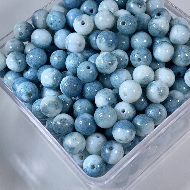 Glazed Porcelain Dragon Pattern Round Beads