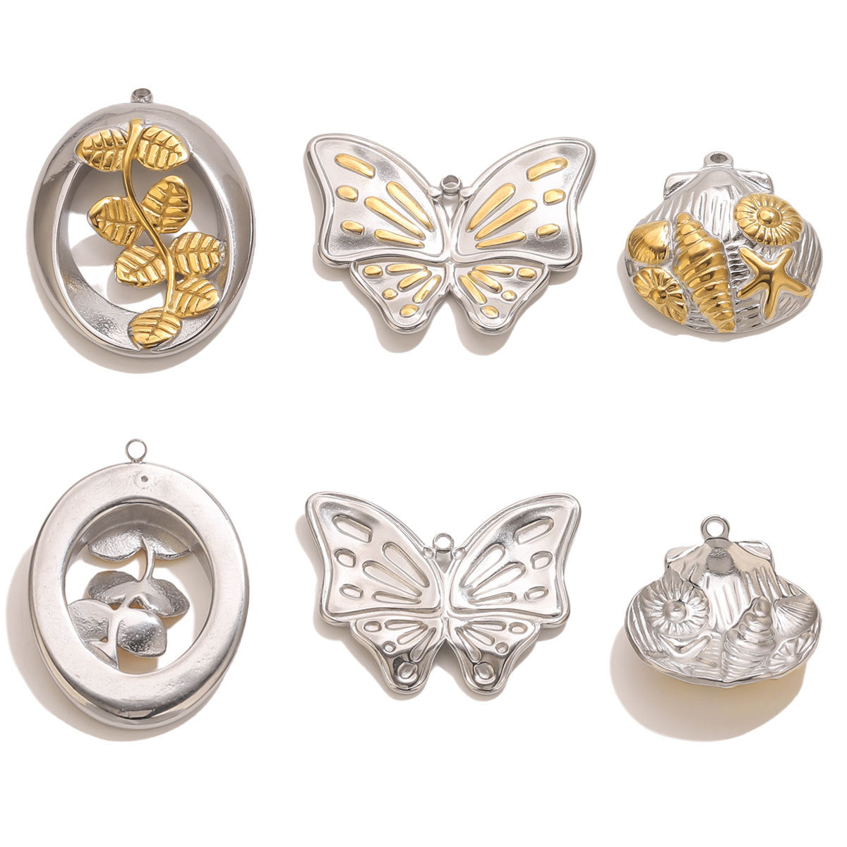 Vintage Stainless Steel Ocean Butterfly Pendant Charm for DIY Jewelry
