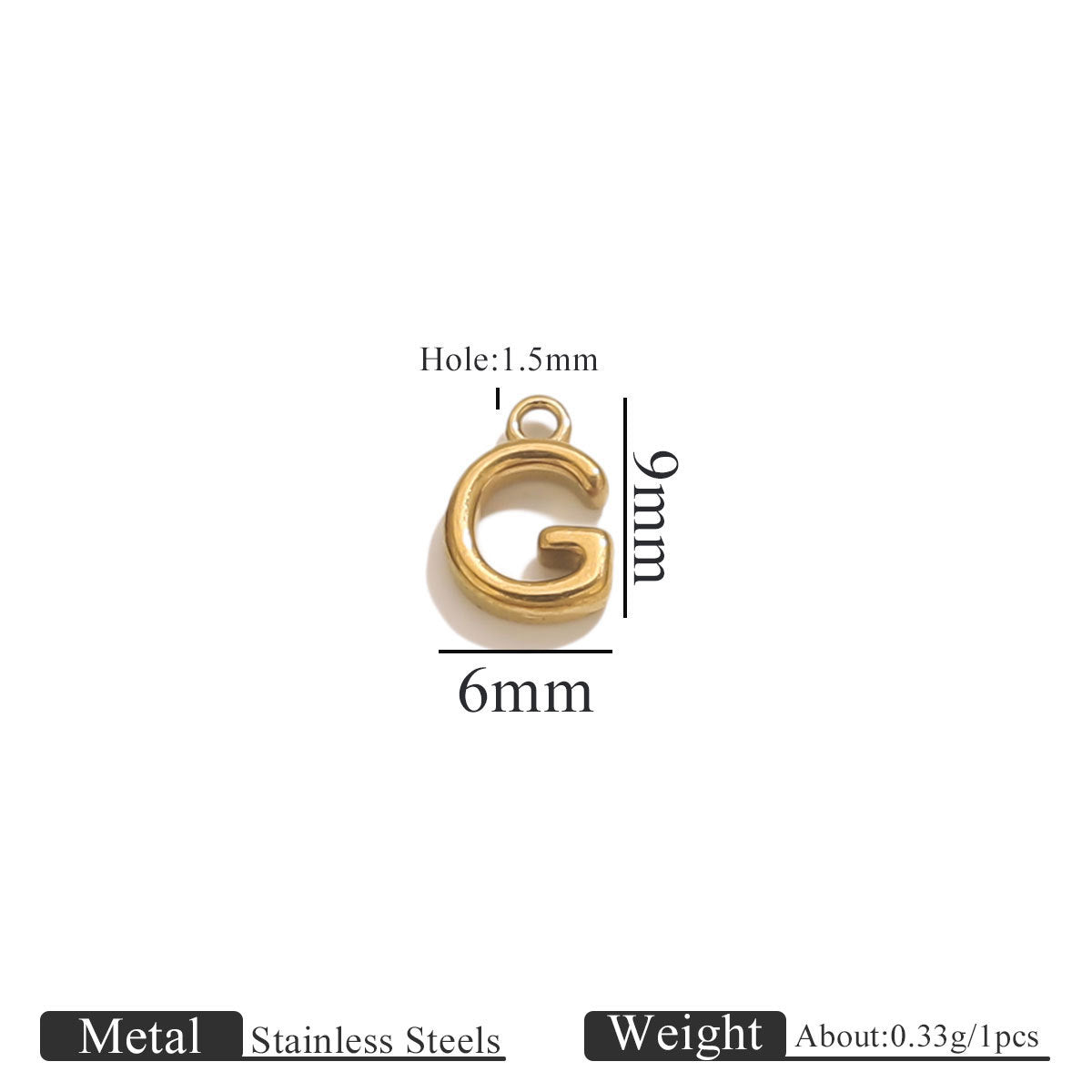 Mini A–Z Stainless Steel Round Letter Charms 10pcs