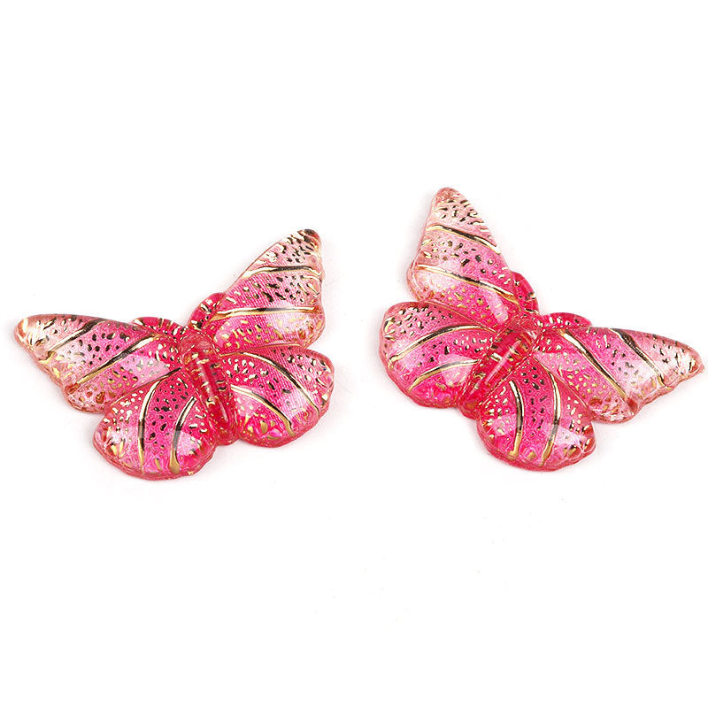 Colorful Acrylic Butterfly Beads – Gold Foil Butterfly Charms with Holes for DIY Jewelry, Hair Clips, Floral Arrangements & Crafts