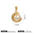 Gold-Plated Stainless Steel C-Shaped Faux Pearl Pendant