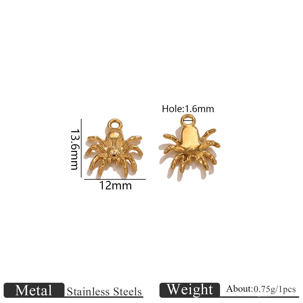 18K Gold-Plated Stainless Steel Animal Pendant Charms – Bat, Spider & Owl