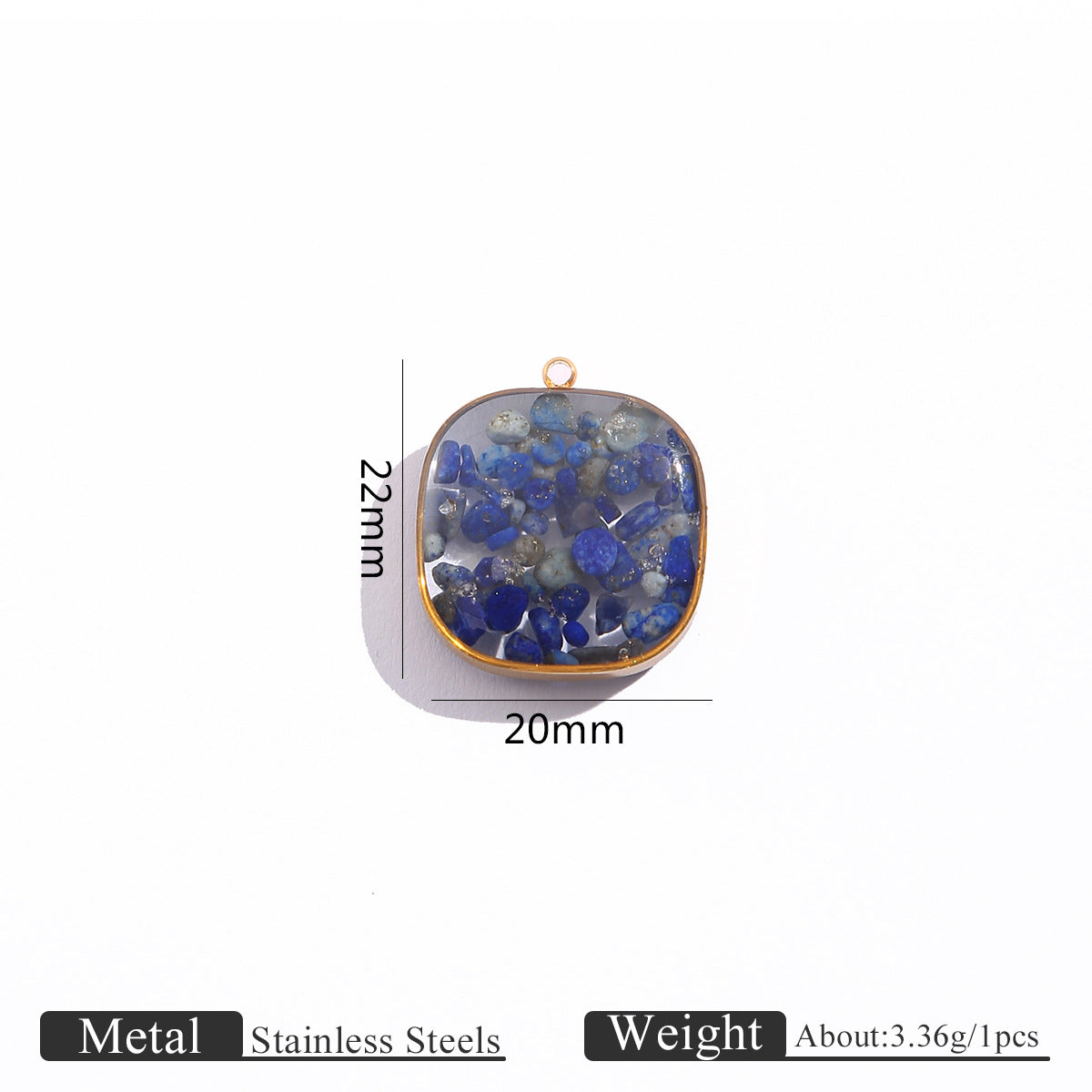 Epoxy Crushed Stone Pendant Charms