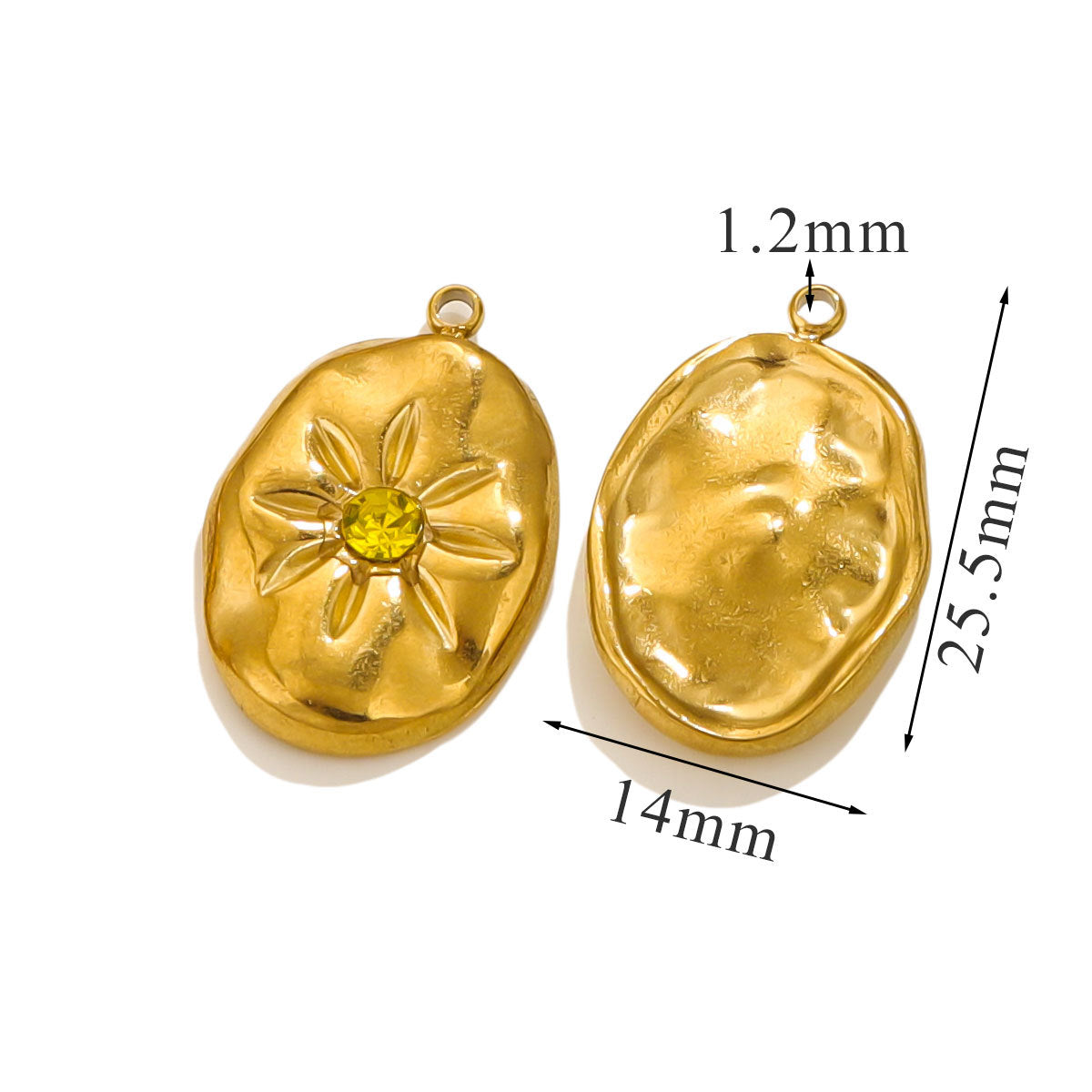 Gold-Plated Stainless Steel Crystal Sun, Star and Moon Pendant Charms 3pcs