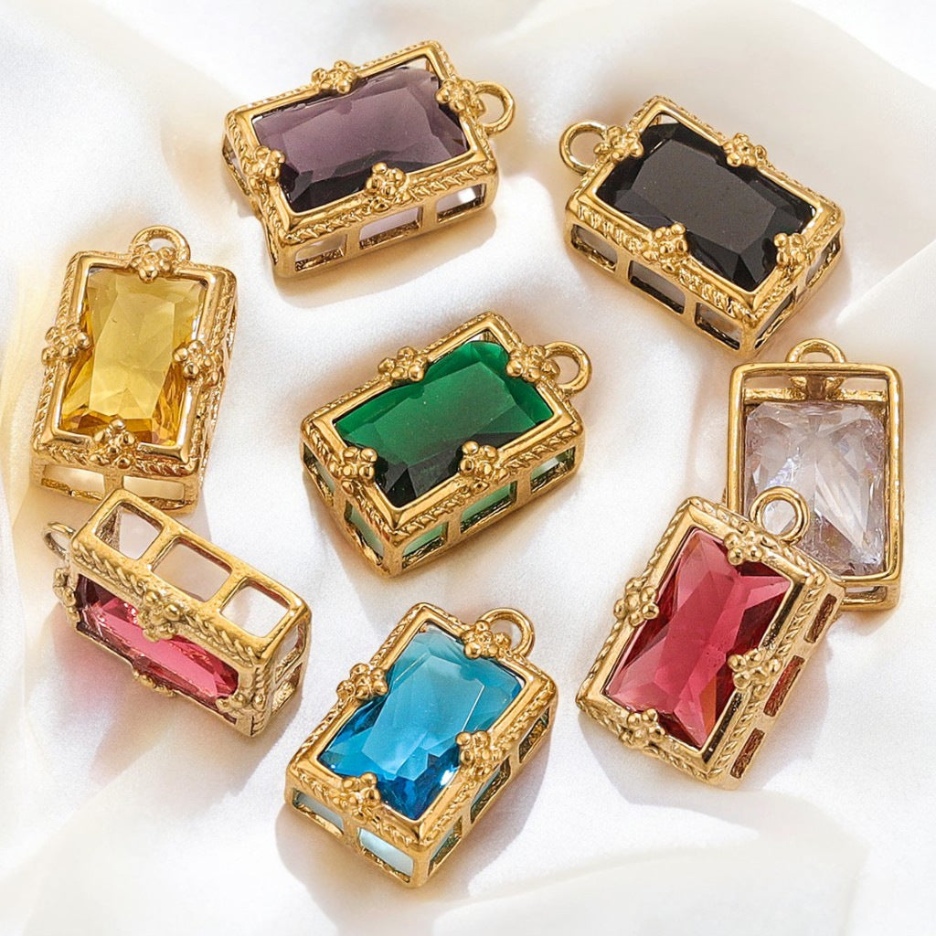 Stainless Steel Crystal Zircon Mini Pendant Charms