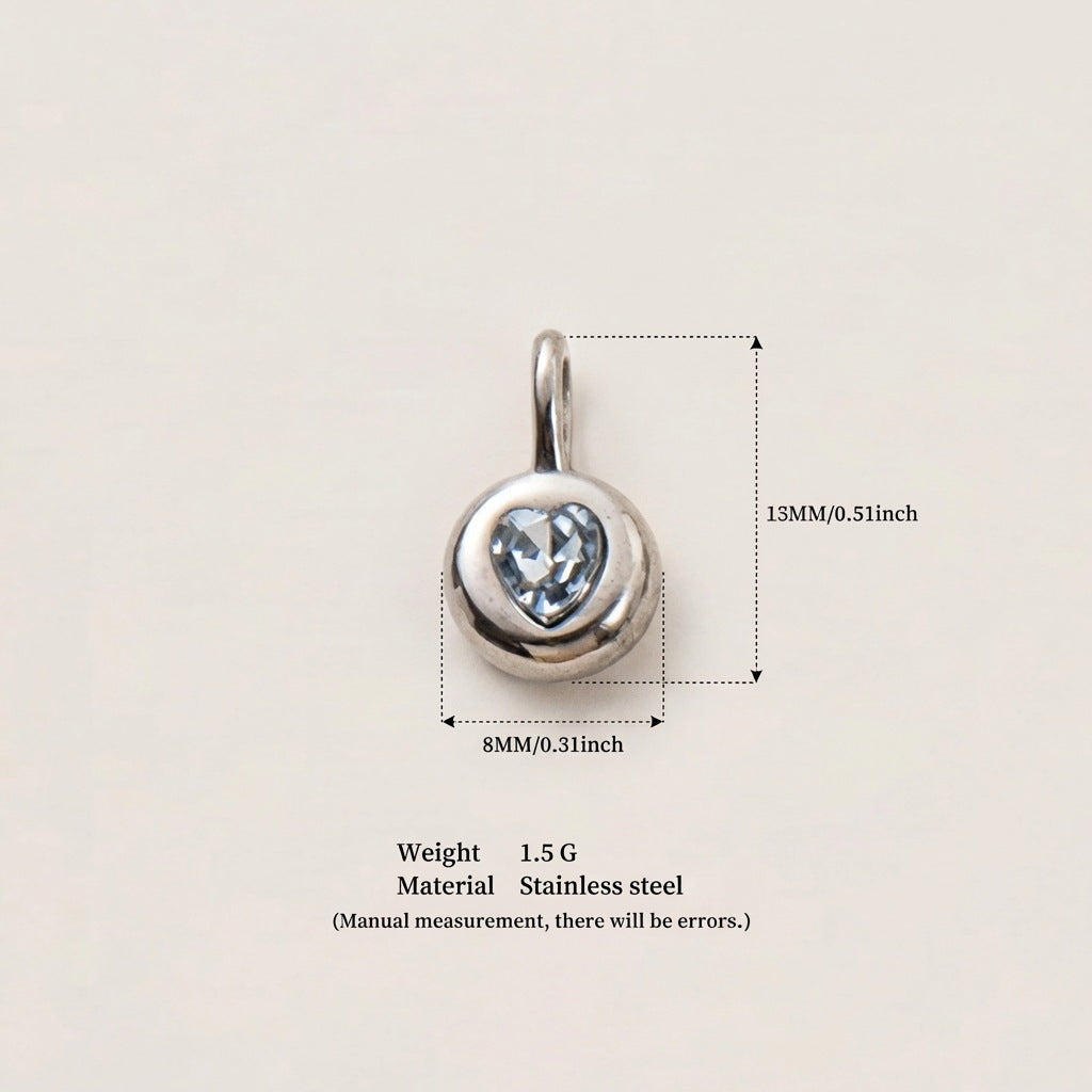 Colorful Stainless Steel Birthstone Crystal Charms