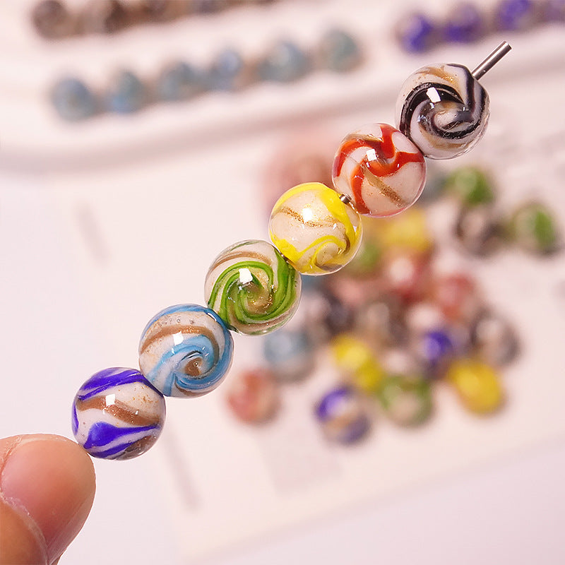 Japanese-Style Gold Sand Swirl Lampwork Beads