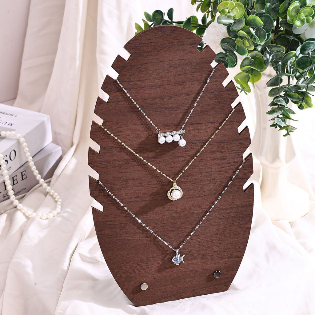 Vintage Walnut-Color Jewelry Display Stand – Wooden-Style Earring, Necklace, Pendant & Bracelet Organizer for Craft Fairs & Boutique Displays