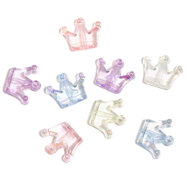 Colorful Transparent Crown Acrylic Beads