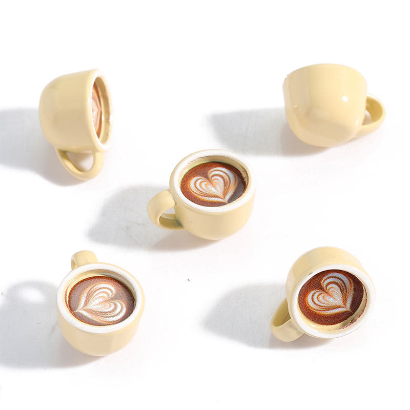 3D Painted Coffee Cup Charm – Engraved Mini Coffee Mug Pendant for DIY Keychains, Phone Charms, Bag Charms & Jewelry Making