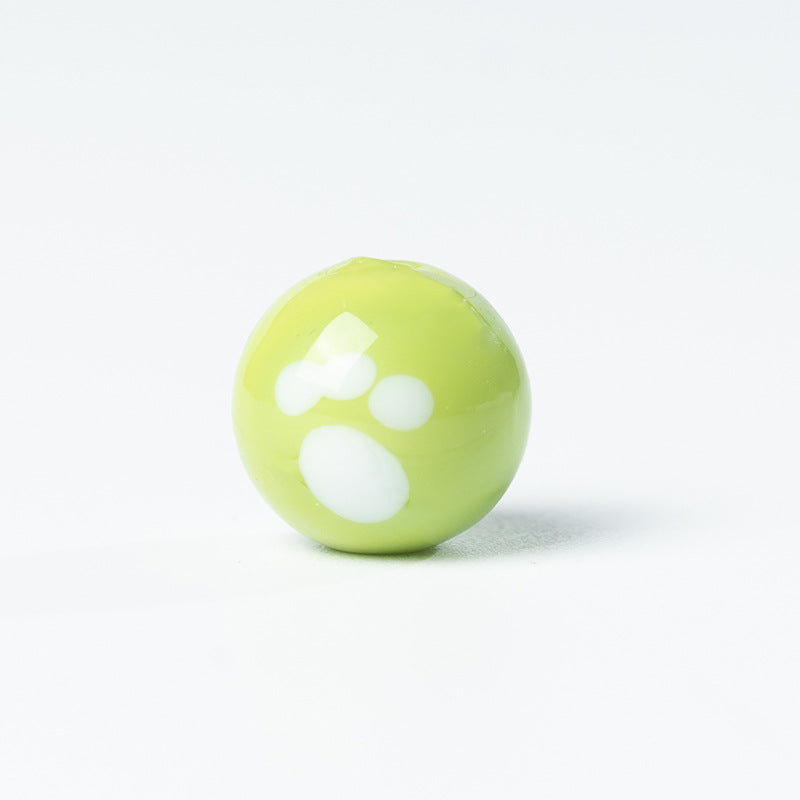 Cute Cat Paw Glass Beads with Straight Holes