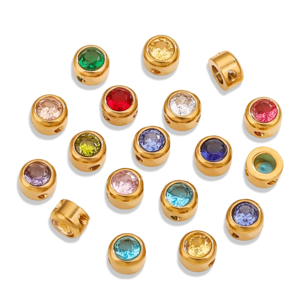 Colorful Rhinestone Stainless Steel Spacer Beads