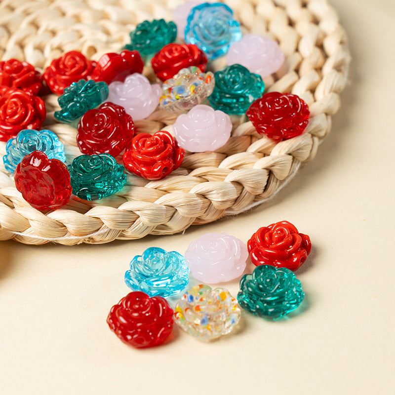 Glazed Rose Flower Beads – Side-Drilled