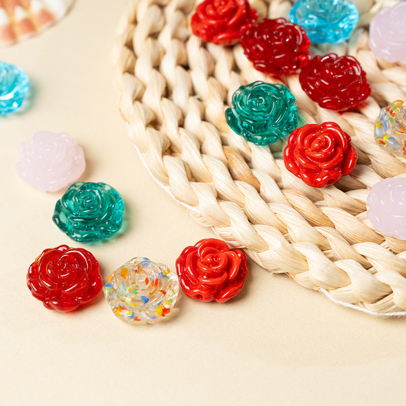 Glazed Rose Flower Beads – Side-Drilled