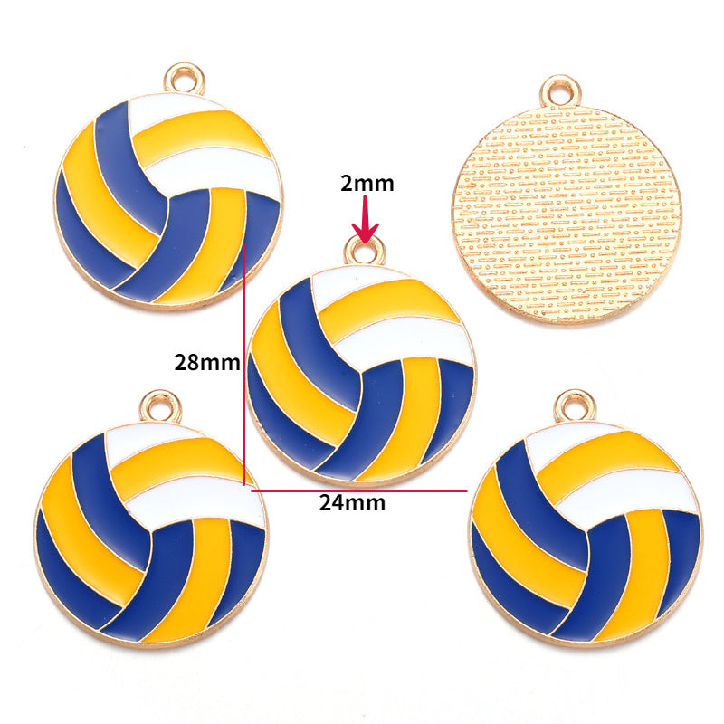 Sports Ball Alloy Charms – Colorful Enamel-Style Football, Basketball & Volleyball Pendants for DIY Bracelets, Keychains & Jewelry Making