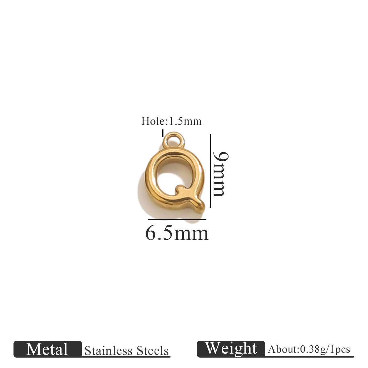 Mini A–Z Stainless Steel Round Letter Charms 10pcs