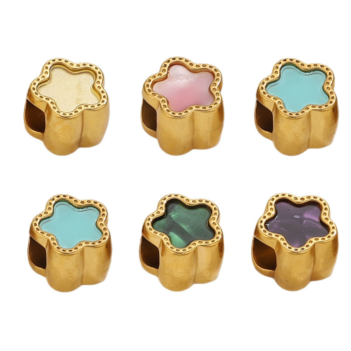 Stainless Steel Colorful Enamel Star Spacer Beads for DIY Jewelry 5pcs