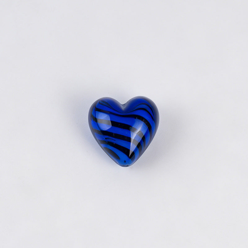 Tiger Pattern Heart Glazed Beads