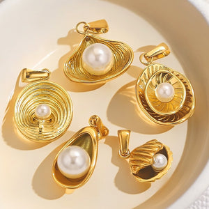 Irregular Imitation Pearl Stainless Steel Pendant