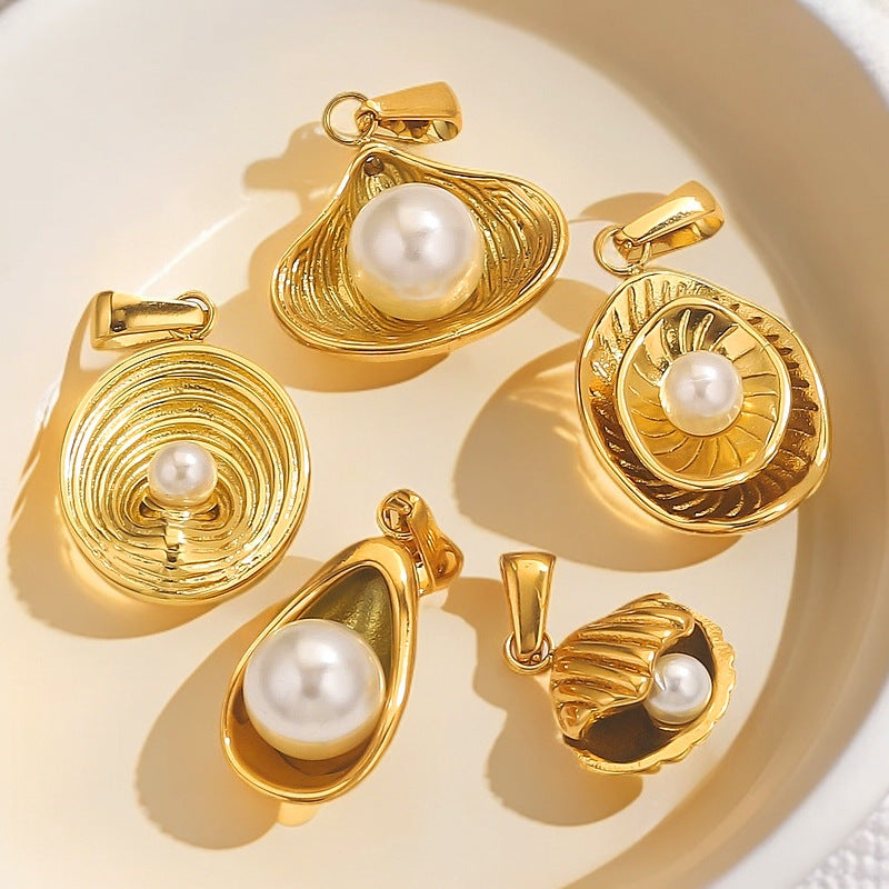 Irregular Imitation Pearl Stainless Steel Pendant