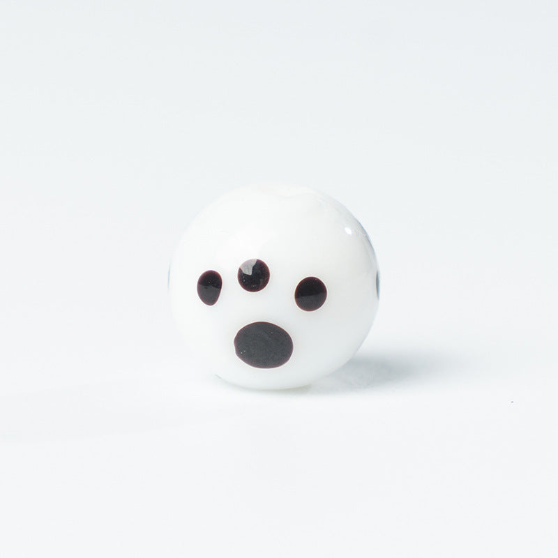 Cute Cat Paw Glass Beads with Straight Holes