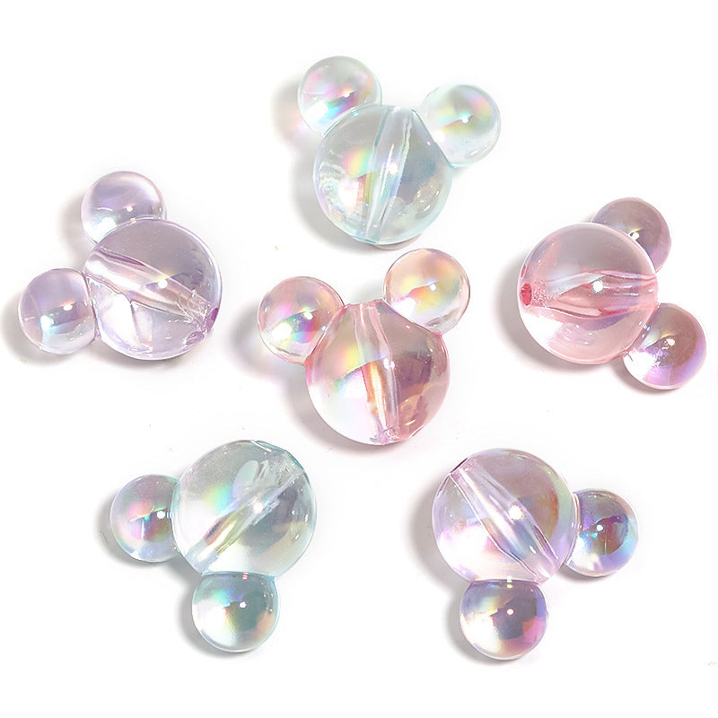 UV Electroplated Mouse Head Beads – Solid Color Acrylic Mouse-Shaped Vertical-Hole Beads for DIY Phone Charms, Bracelets & Jewelry Making
