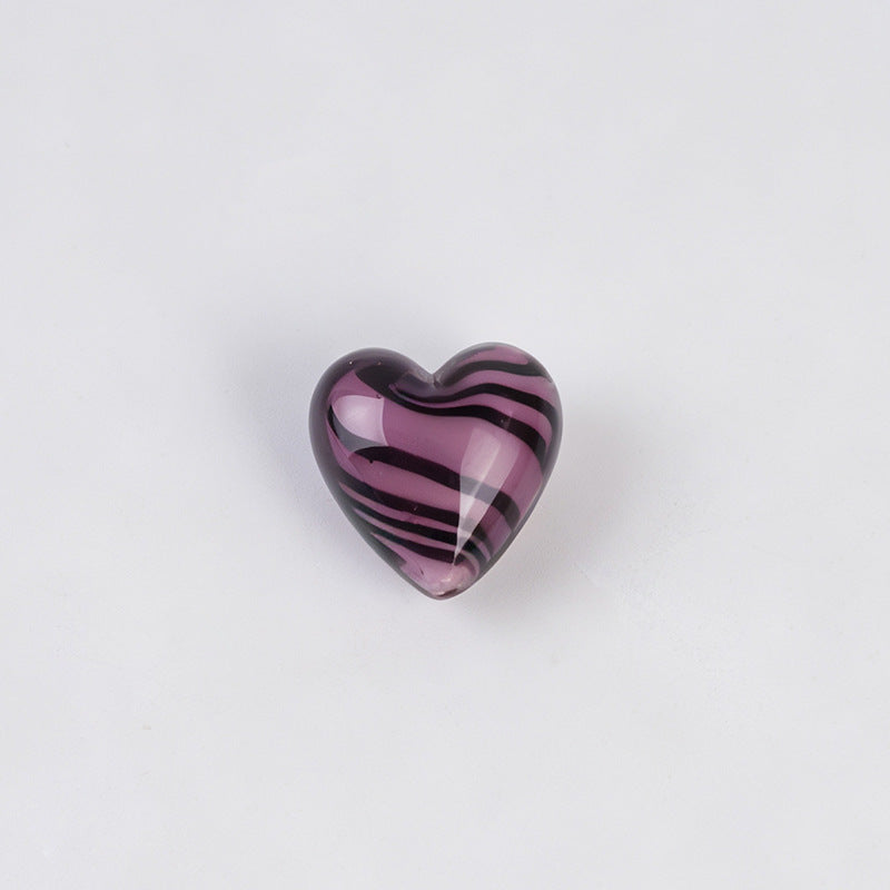 Tiger Pattern Heart Glazed Beads