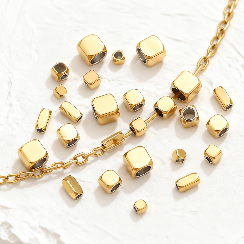 Geometric Square and Rectangle Stainless Steel Spacer Beads for DIY Jewelry