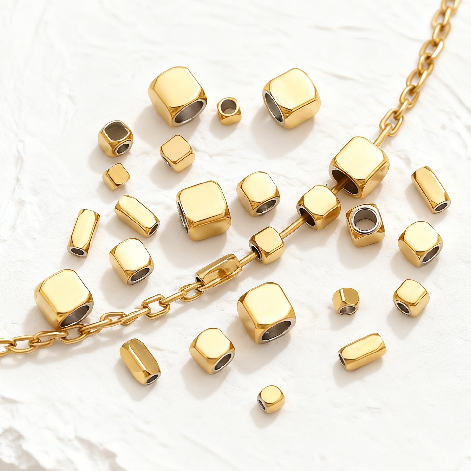 Geometric Square and Rectangle Stainless Steel Spacer Beads for DIY Jewelry