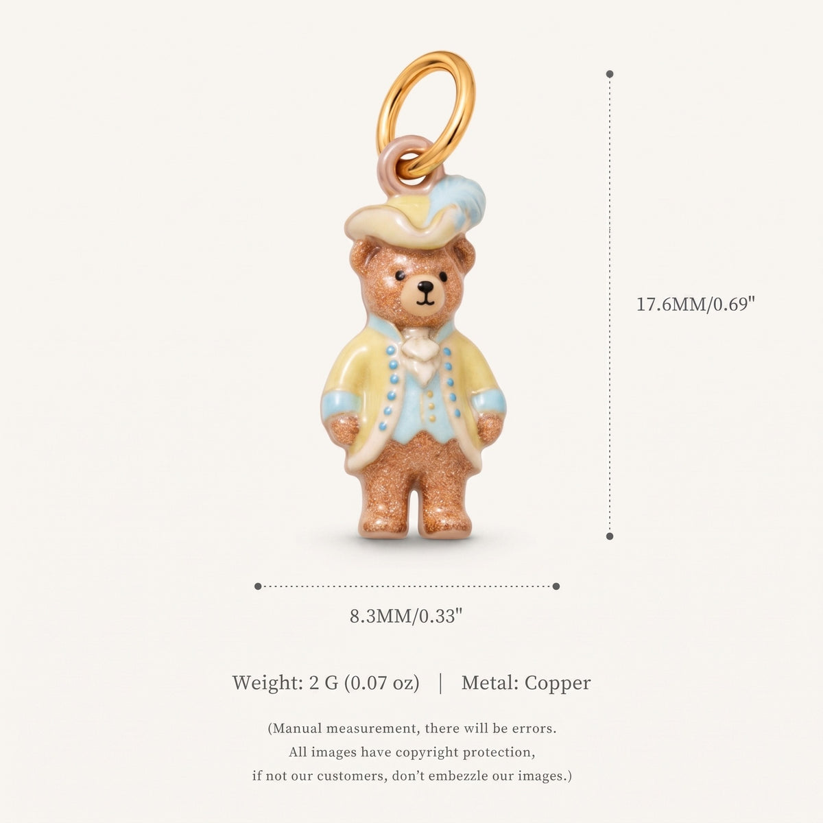 18K Gold-Plated Cute Cartoon Pendant Charms