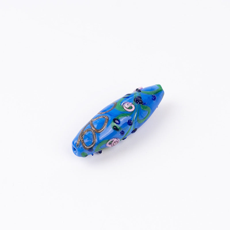 3D Silk-Pattern Glazed Waist Drum Beads