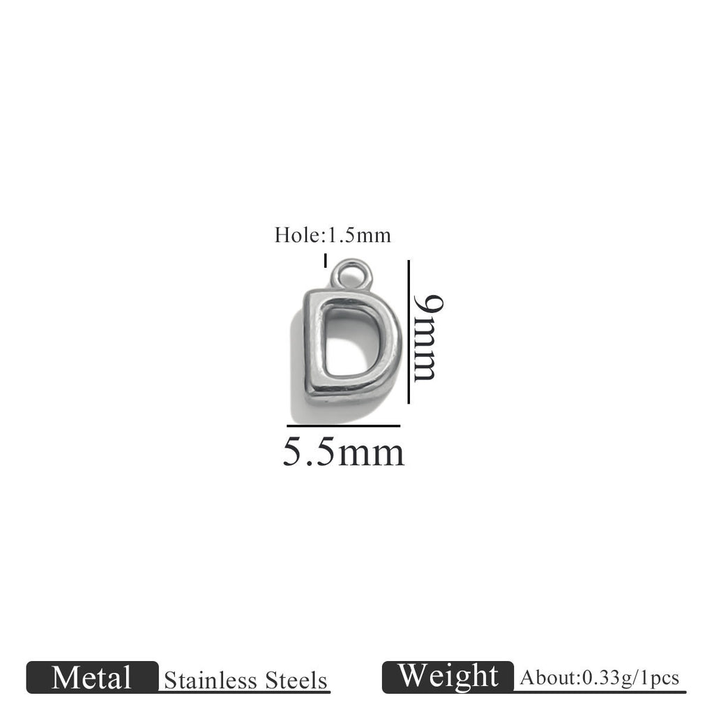 Mini A–Z Stainless Steel Round Letter Charms 10pcs